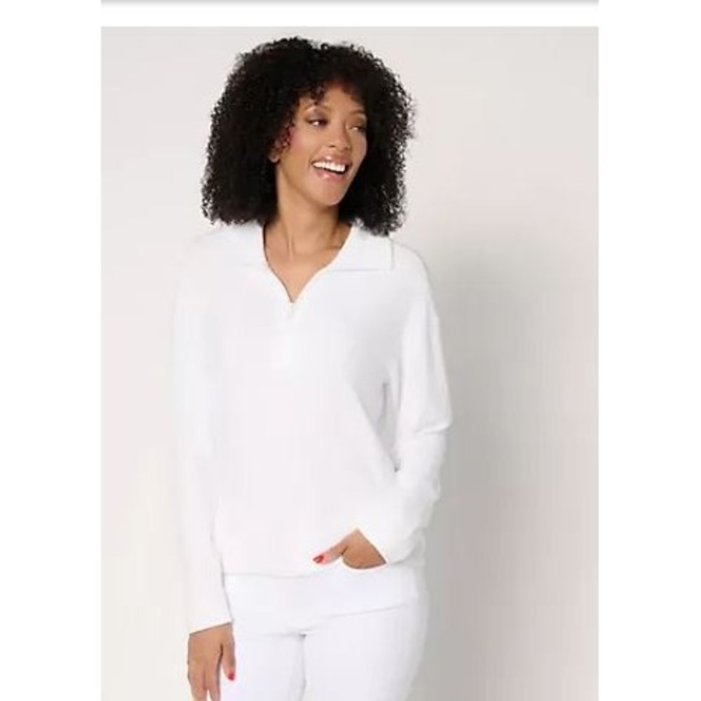 Barefoot Dreams XL Pullover Sweater Ivory White CozyChic Ultra Lite Half Zip